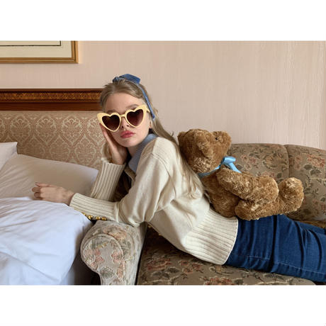 bi-color gold botton knit cardigan ivory